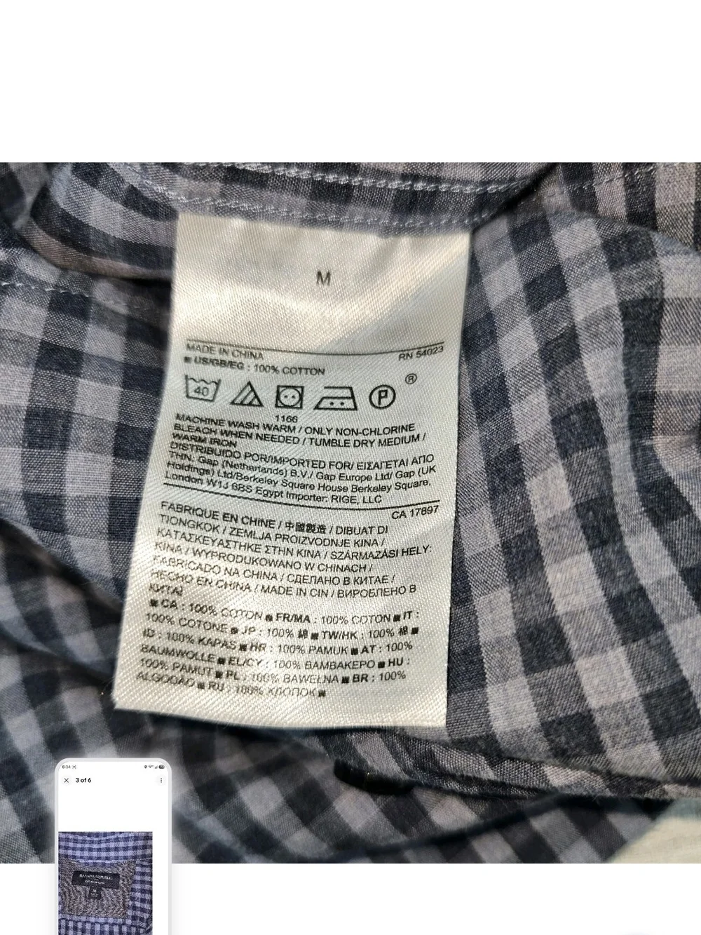 Banana Republic Mens Gray Gingham Check Button Down Shirt Soft Wash Slim Fit M